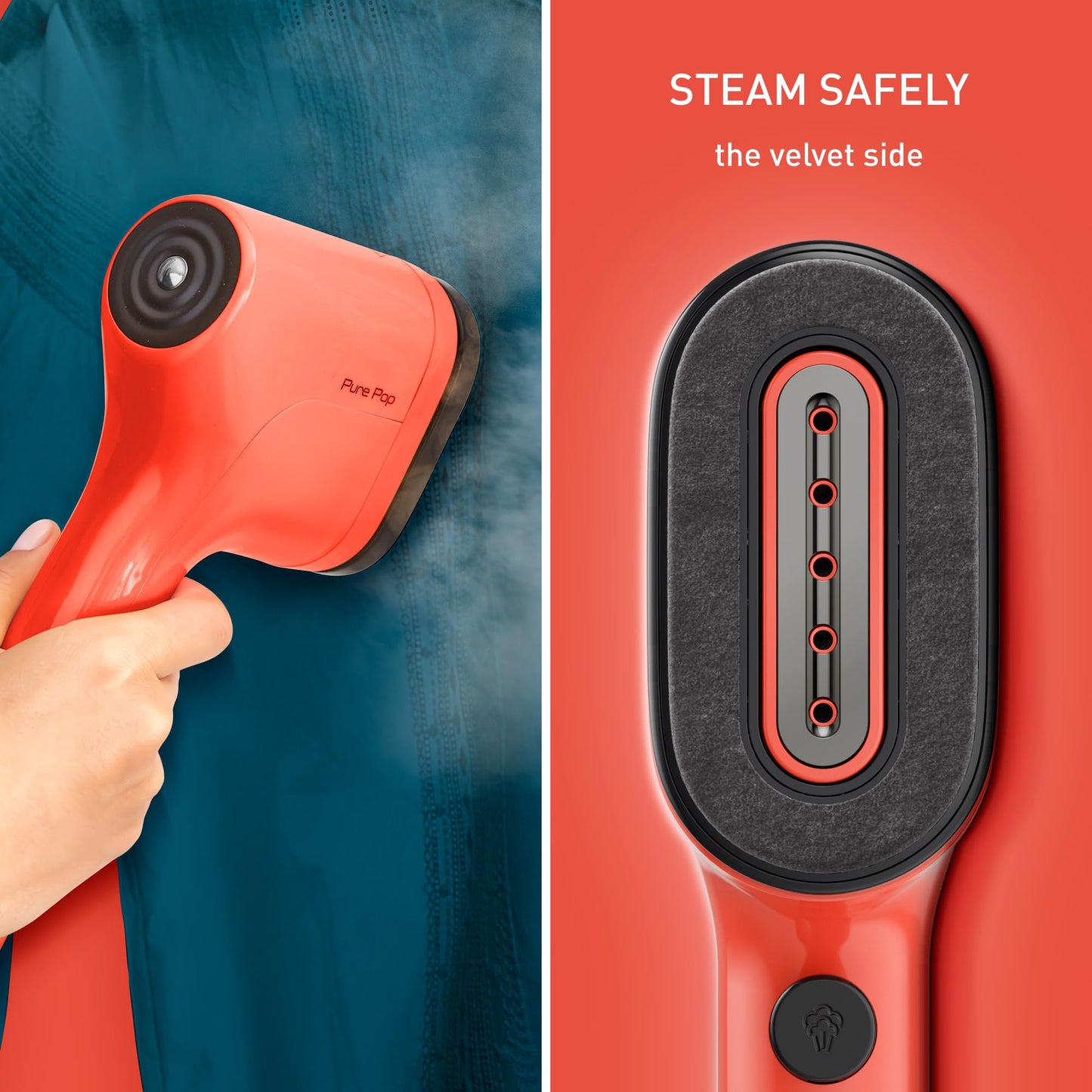 Tefal Pure Pop Slim Handheld Clothes Steamer, No Ironing Board Needed, Ready to Use in 15 Seconds, 70ml Detachable Water Tank, Travel Iron, Garment