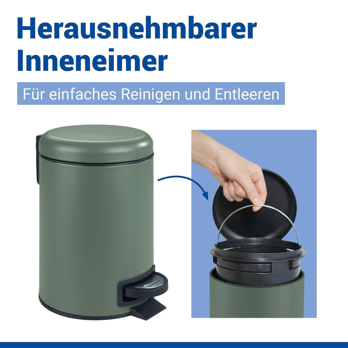 WENKO Cosmetic Pedal Bin Leman Dark Green 3L