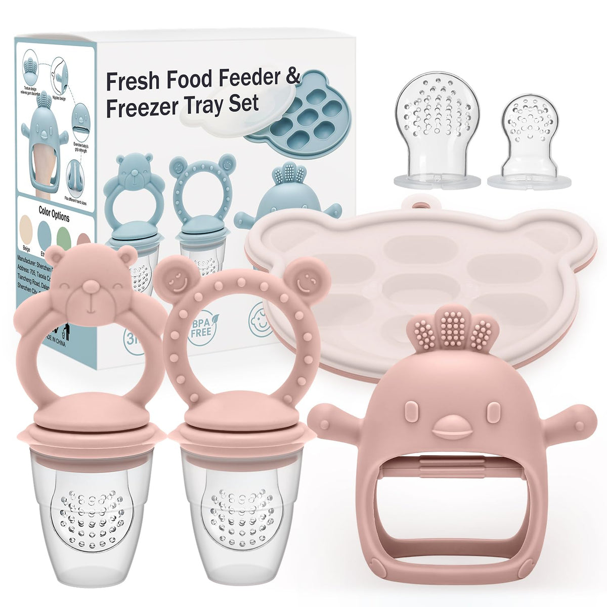 CLDY Baby Fruit Food Feeder, Includes Silicone Breast Milk Popsicle Freezer Mold, Teething Toy for Baby, BPA Free Silicone Teether for Toddler Infant