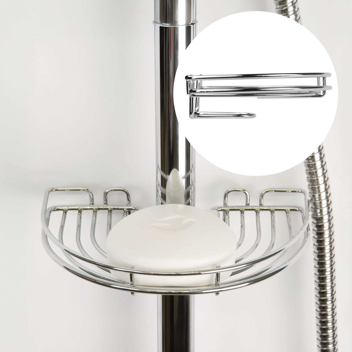 Croydex Easy Fit Riser Rail Soap Basket, Versatile Bathroom Accessory, Secure Bathroom Shelves, Convenient Bathroom Storage, Fits Most Standard Riser