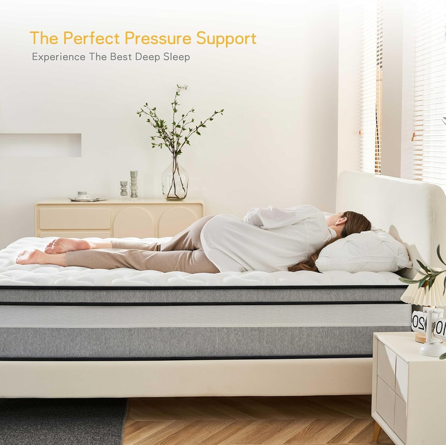 Giovanly Double Mattress,Hybrid Mattresses in a box with Memory Foam,Medium Firm, Individual Pocket Spring with Breathable Knitted and Back Pain