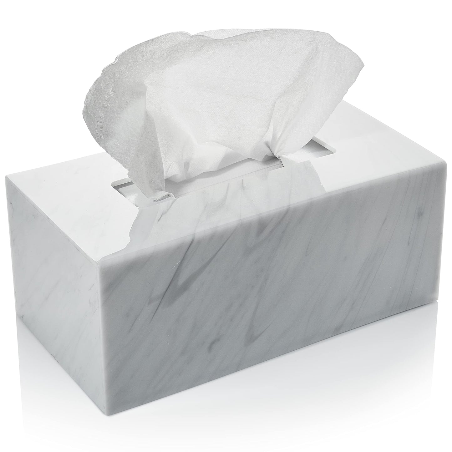Acrylic Tissue Box Holder, Rectangle Dispenser for Facial Tissues, Napkins, and Dryer Sheets. Perfect for Bathrooms, Desks, Countertops, Vanities,