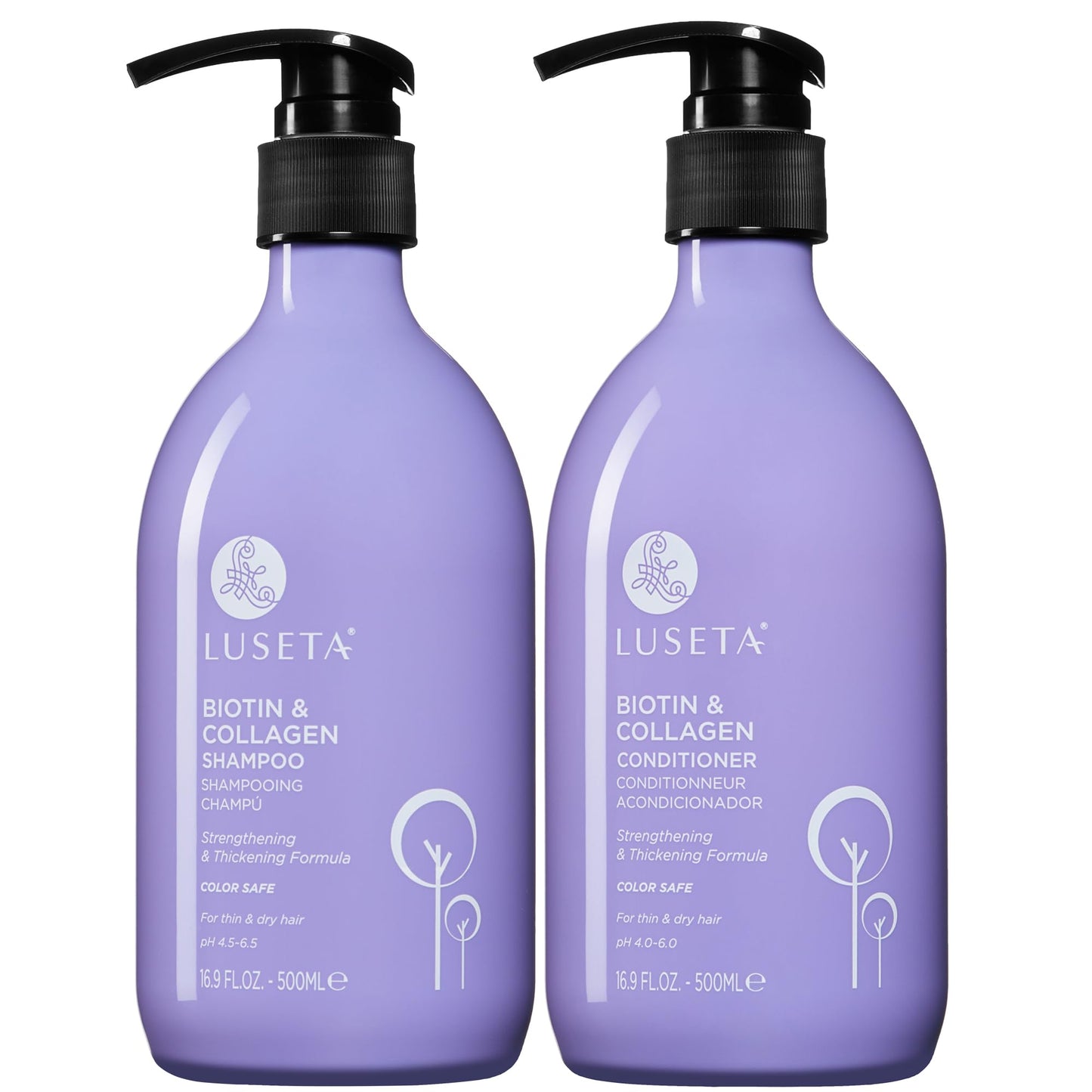 Luseta Biotin Shampoo and Conditioner Set for Hair Growth, Anti-Hair Loss shampoo volume Thickening with Collagen, Sulfate and Paraben free, Argan Oil