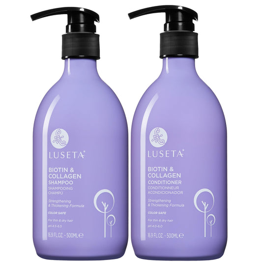 Luseta Biotin Shampoo and Conditioner Set for Hair Growth, Anti-Hair Loss shampoo volume Thickening with Collagen, Sulfate and Paraben free, Argan Oil