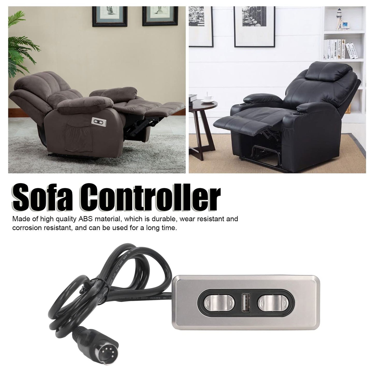 Electric Sofa Controller, Dual Motor 12V/29V Electric Sofa Controller,Convenient and Reliable,with USB Charging Port 5P Lift Chair Control Switch