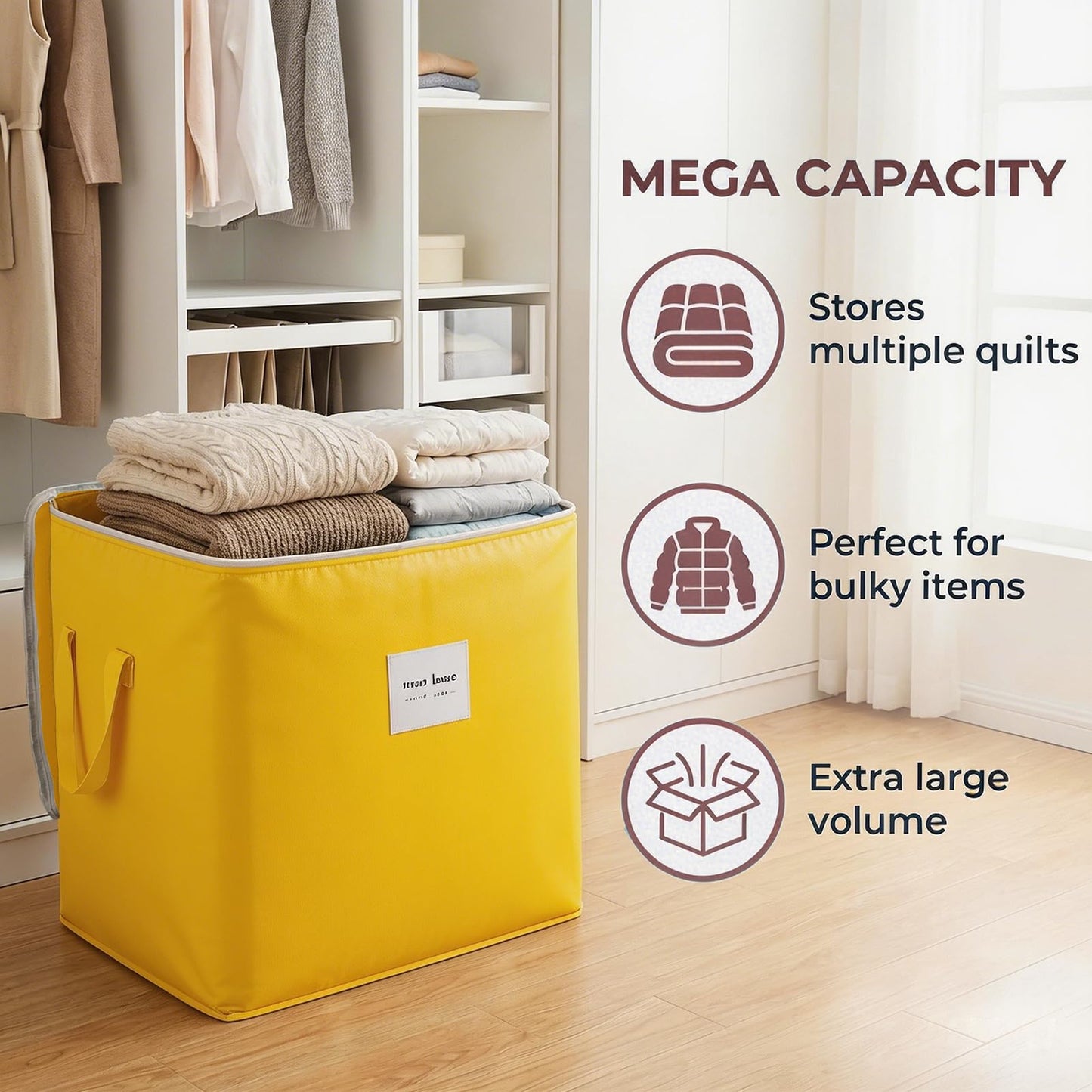 HonorHut Waterproof Moving Bag with Lids Double Zips Yellow 115 L
