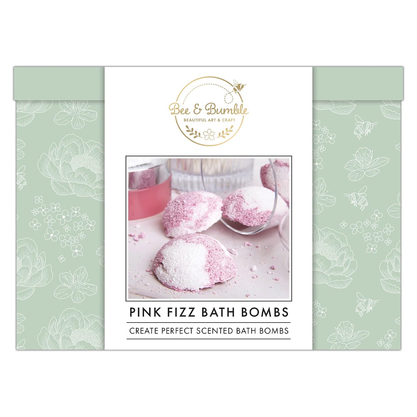 Bee & Bumble DIY Bath Bomb Making Kit - Pink Fizz, 100g Sodium Bicarbonate, 50g Citric Acid, 35g Cocoa Butter, Pink Dye & Fragrance Oil, Hobby Craft