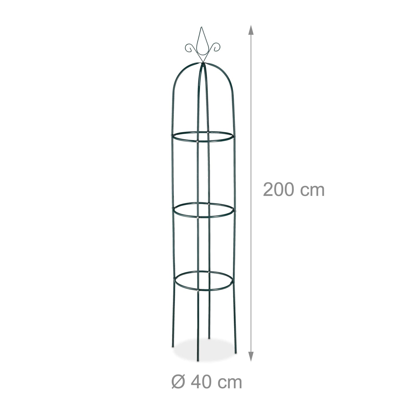 Relaxdays Growth Support, Freestanding Trellis for Wine & Tomatoes, XL Garden Obelisk, H: 200 cm, Dark Green