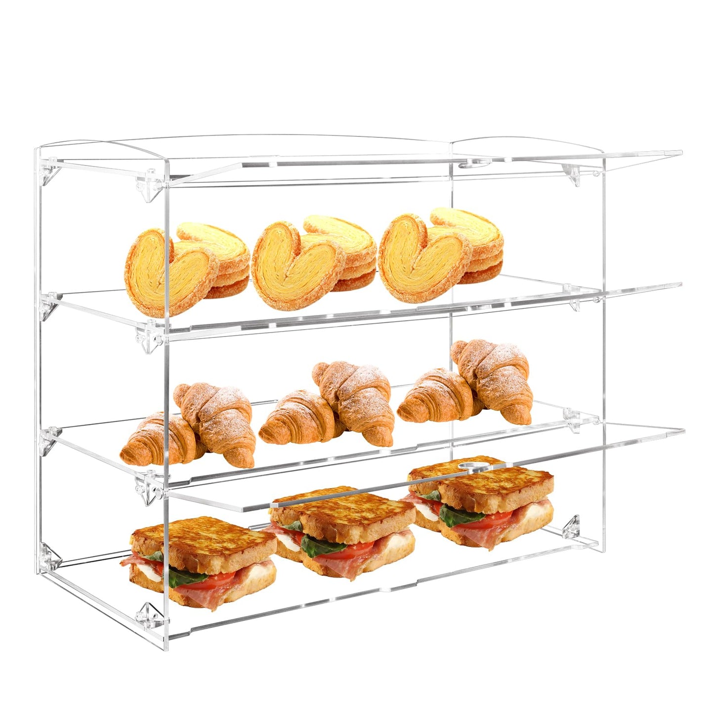 Fhmidic 3 Tier Pastry Display Case, Thick Acrylic Countertop Display Cabinet, Hobby Display Case for Collectibles Figures. Clear Cupcakes Donuts Mini