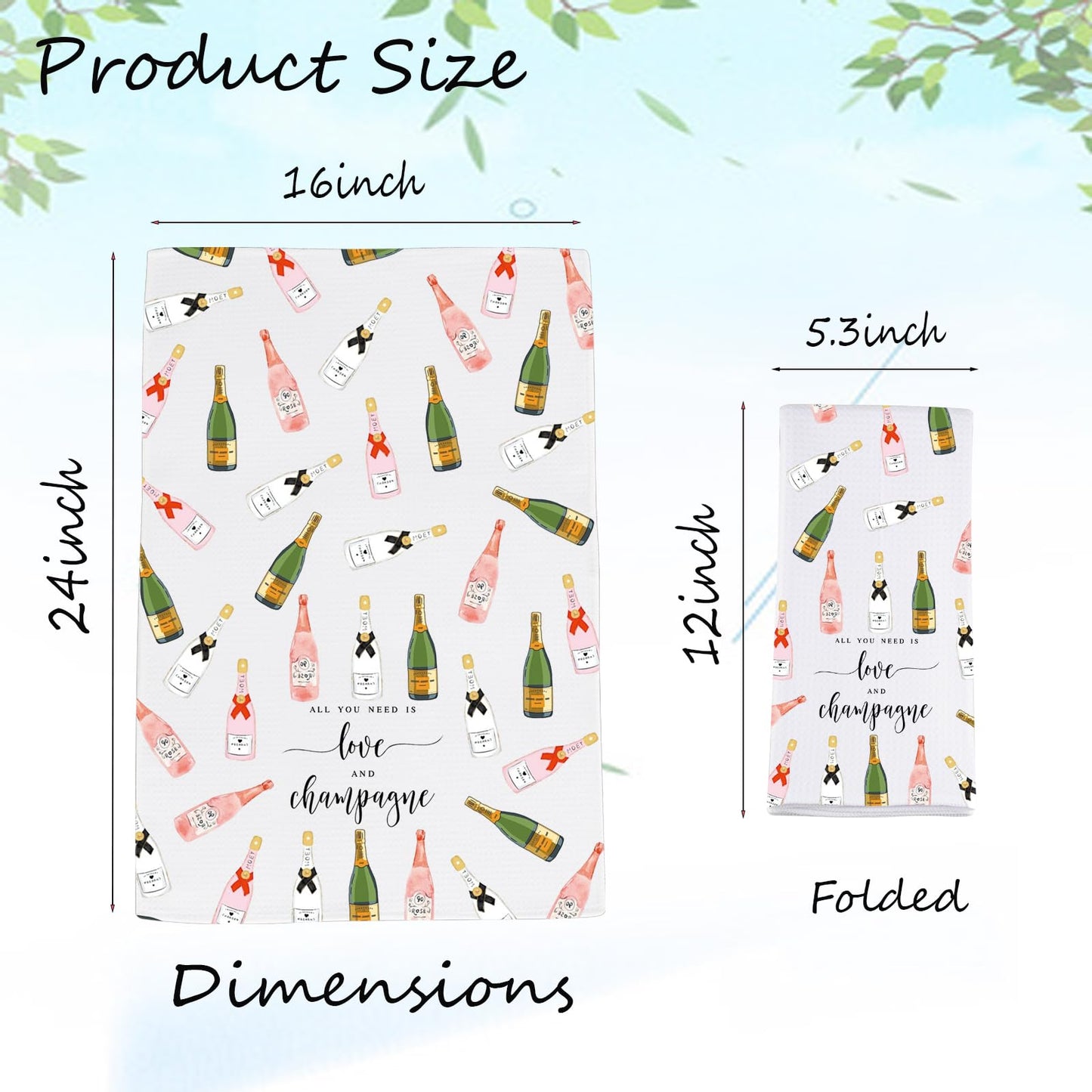 MYSOMY Champagne Kitchen Towel Dish Towel Champagne Lover Gift Home Champagne Bar Decor Towel Funny Alcohol Gift (Champagne Towel)