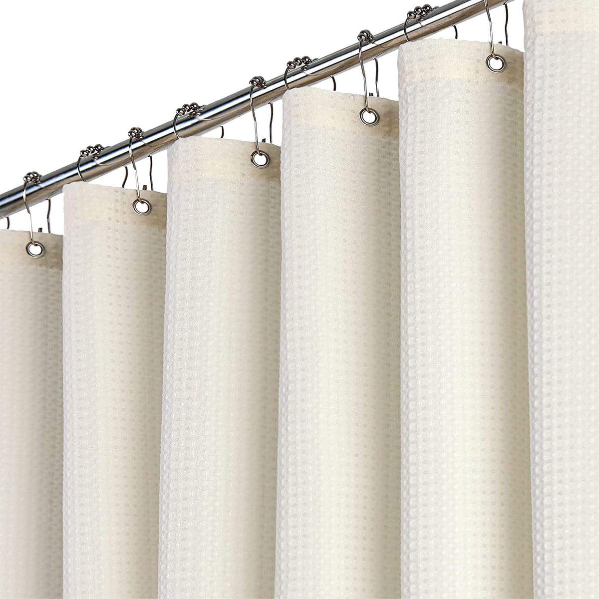 BTTN Narrow Waffle Shower Curtain, Heavy Duty Mould Proof Resistant Wet Room Shower Curtains, Weighted Waterproof Thick Cloth Hotel Luxury Shower