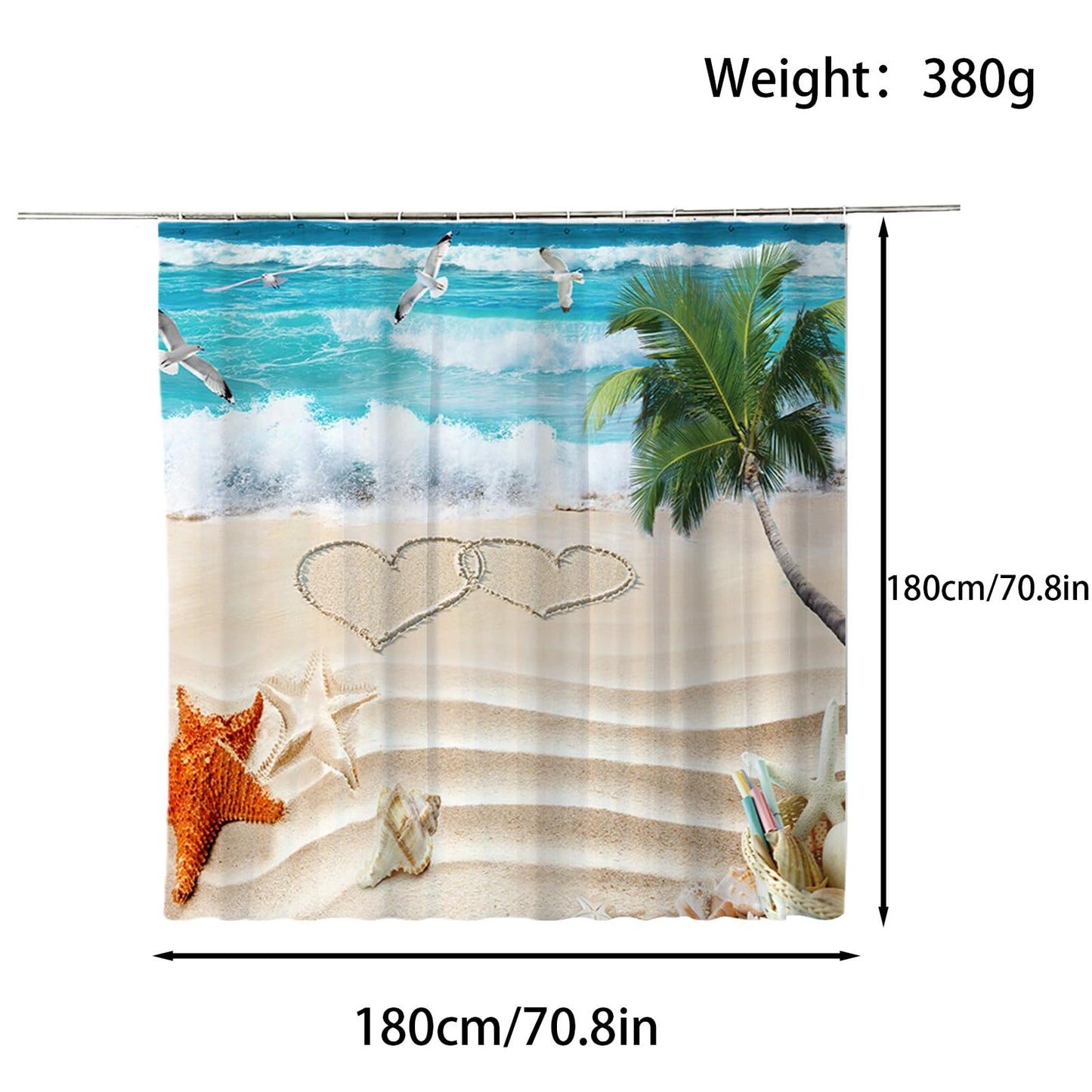 FAIRYGATE Bathroom Curtains Shower 180x180cm Water Shower Curtain for Bathroom Summer Holidays in Beach Pool Sea Wave Home Bathtubs Curtain