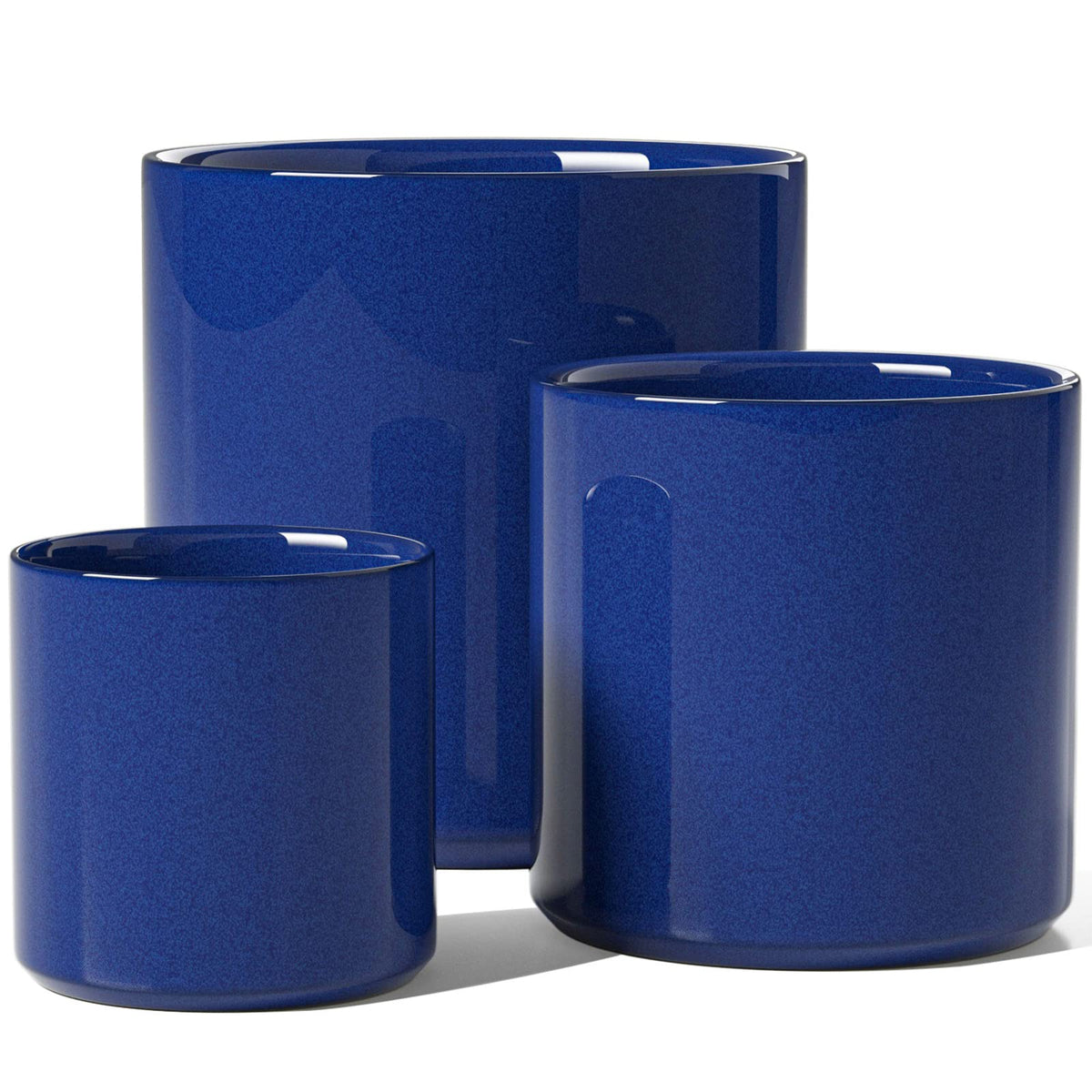 LE TAUCI 15+20+25 cm Plant Pots Set, Ceramic Planters for Indoor Plants, Mid-Century Modern Flower Planter Pots with Drainage Hole and Plug, Cylinder