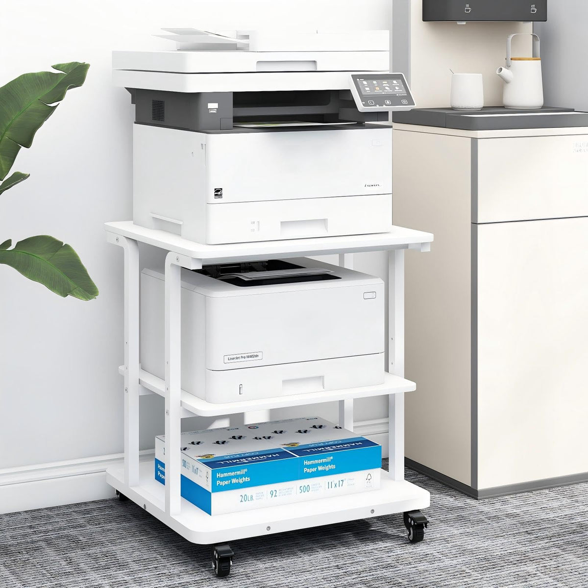 PUNCIA 3-Tier Movable Laser Printer Cart with Storage