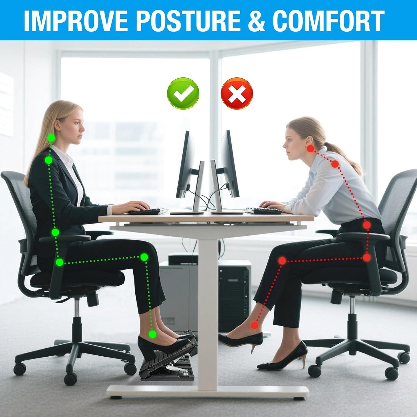 Foot Rest Under Desk Infinite Adjustable, for Office Home Gaming, Foldable