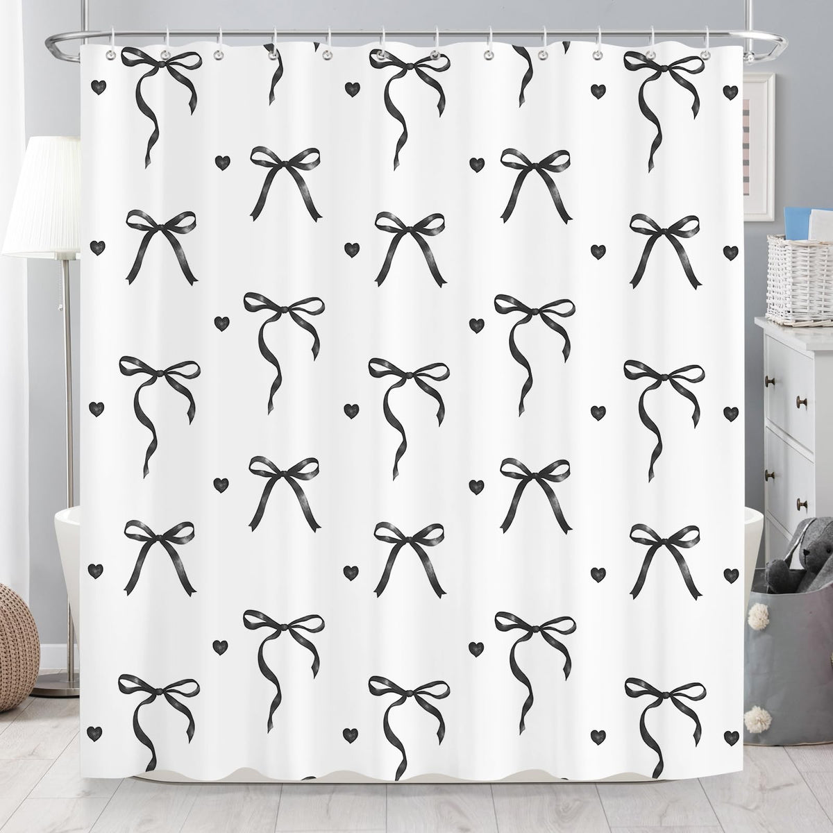Dazzlewall Bow Shower Curtain for Bathroom Mould & Mildew Resistant