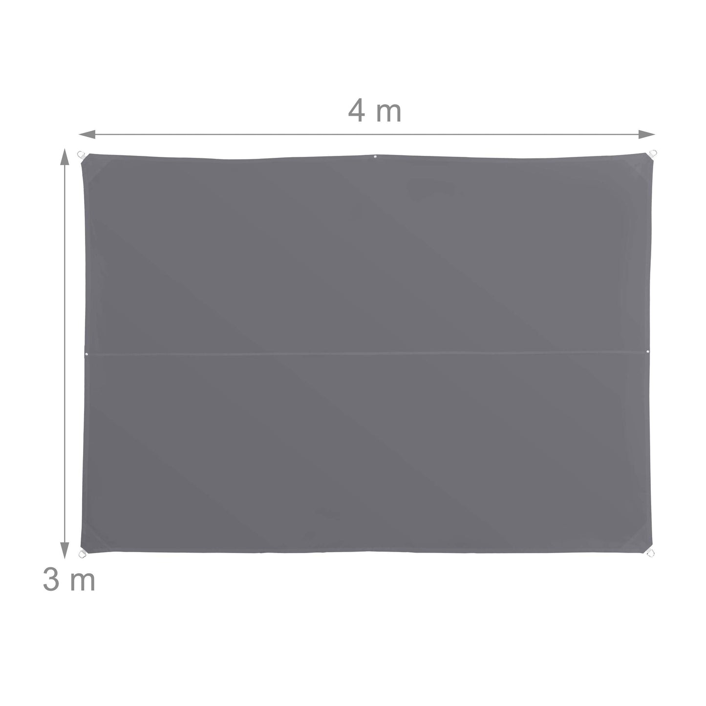 Relaxdays Shade Sail, Rectangular, Water-Repellent, UV-Protection with Tethers, Balcony Canopy, WxD: 3x4 m, Grey