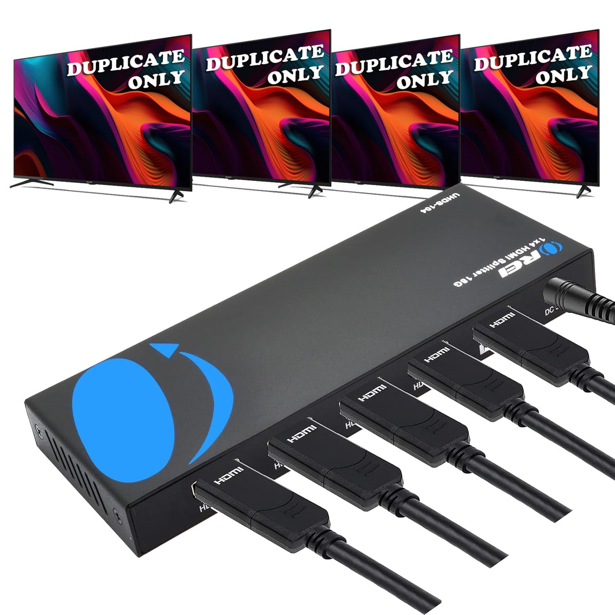 OREI UltraHD 4K @ 60 Hz 1 X 4 HDMI Splitter 1 in 4 Out 4 Port 4: 8-Bit - HDMI 2.0, HDCP 2.0, 18 Gbps, EDID, Duplicate/Mirror 4K Screens - UHDS-104