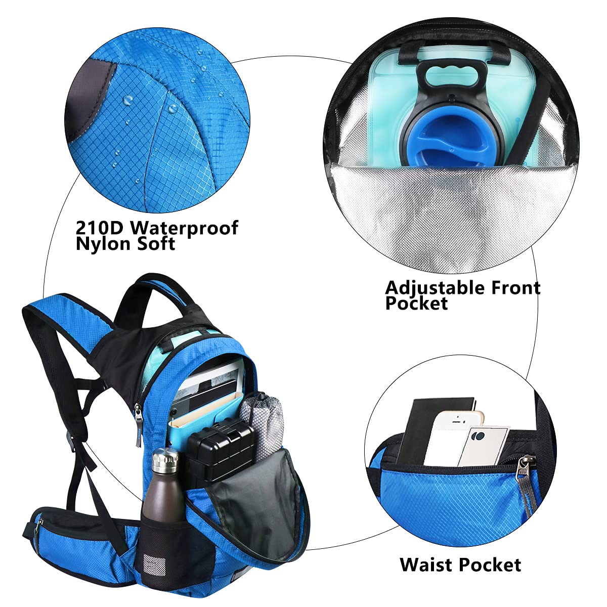 Lunidry Hydration Pack Thermal Insulated Hydration Backpack with 2L BPA Free Leak-Proof Water Bladder, Daypack Perfect for Running, Cycling, Hiking,