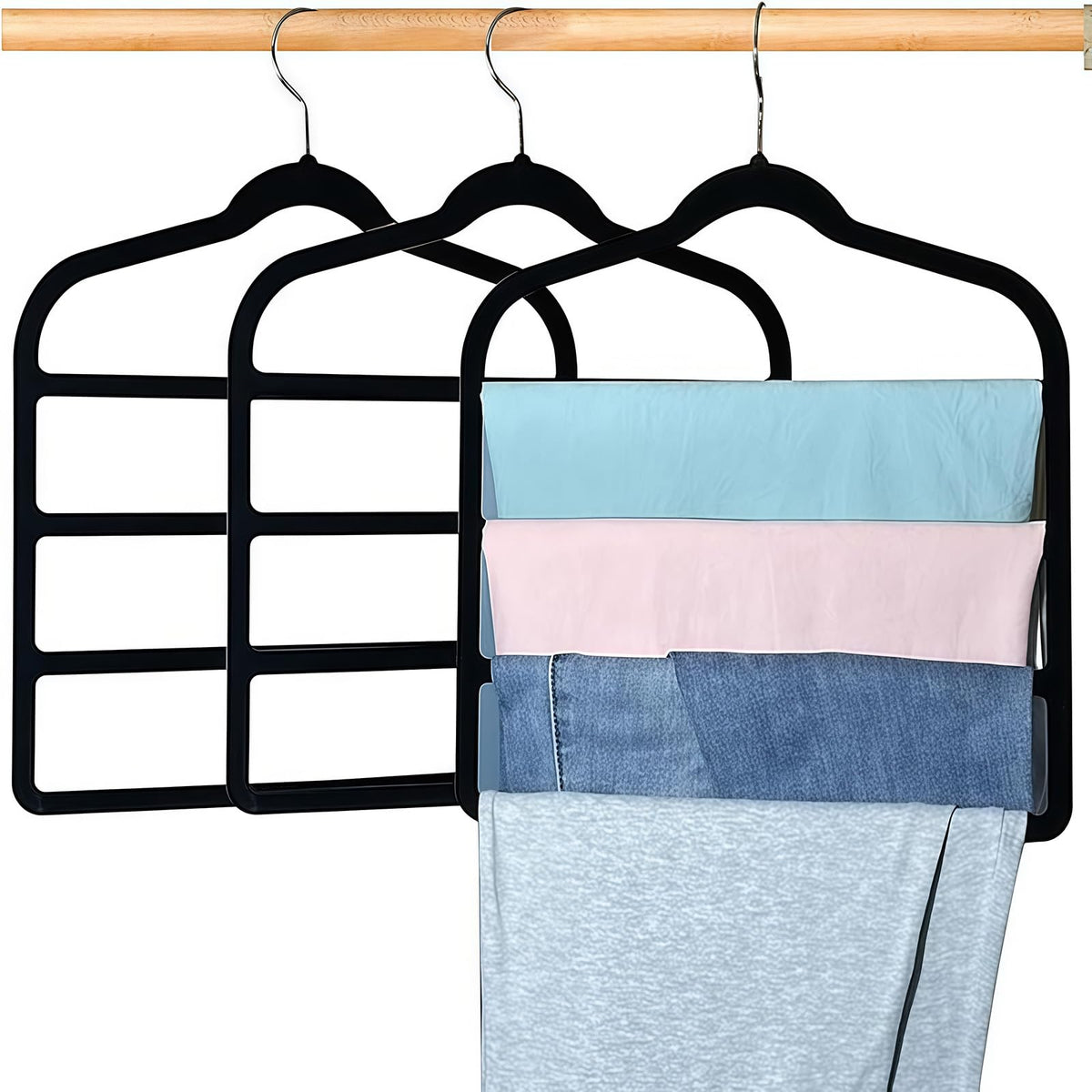 Trouser Hanger Space Saving Clothes Velvet Hanger with 4 Layers Slacks