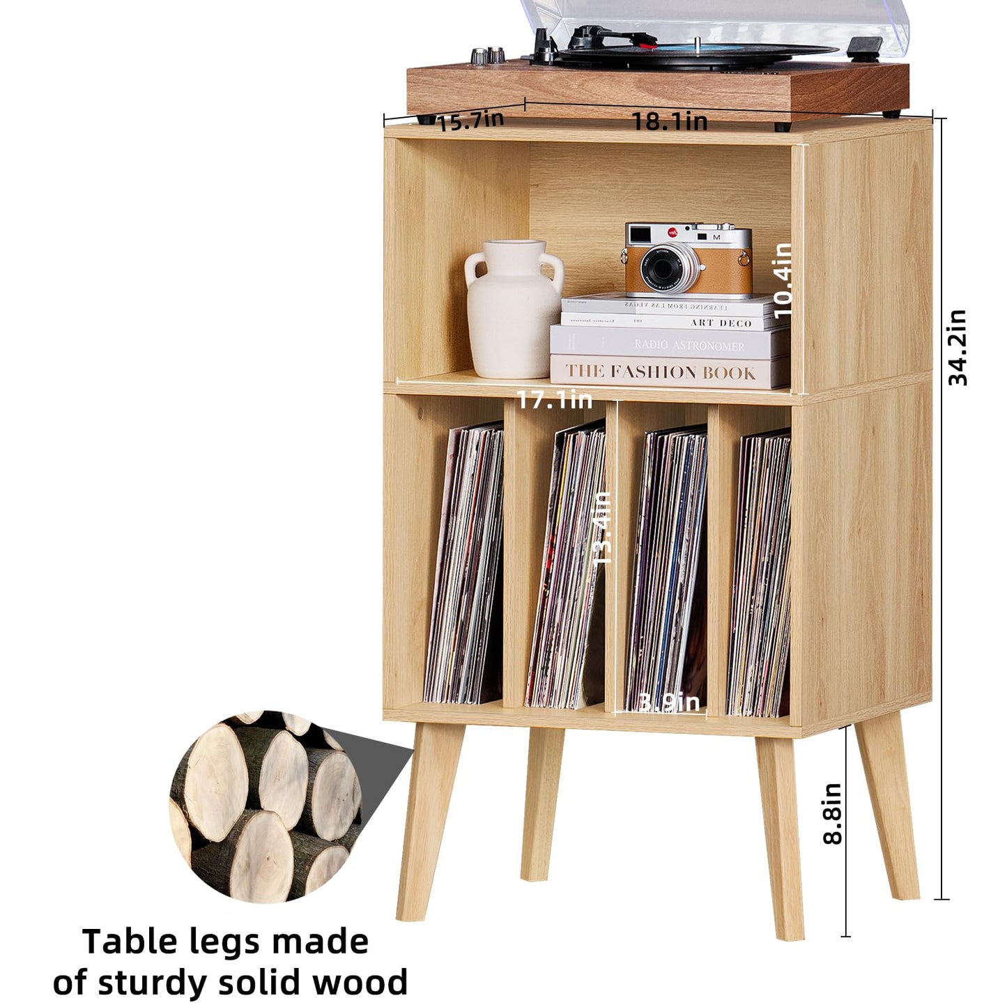 LELELINKY Record Player Stand, Turntable Stand Hold Up To 160 Albums