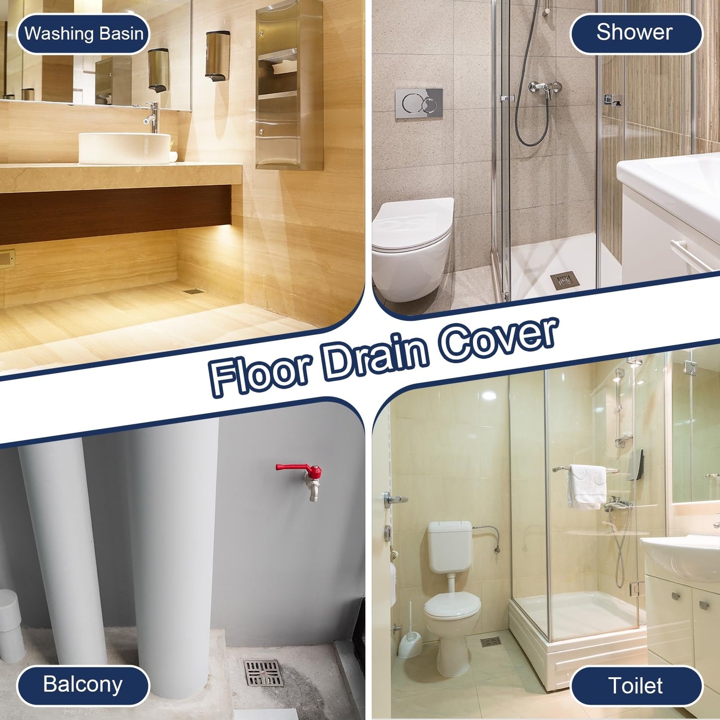 sourcing map Shower Drain Hair Catcher, 3 inch Stainless Steel Round Floor Drain Cover Anti-Clogging Protection Cover Replacement for Furniture