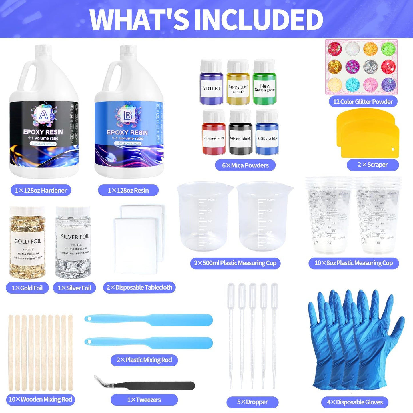 Ghguole Epoxy Resin Kits-7.6 L/2 Gallons Crystal Clear Epoxy Resin&Hardener for Beginners,Resin Starter Kit for DIY Art&Craft,Jewelry Making,Mold