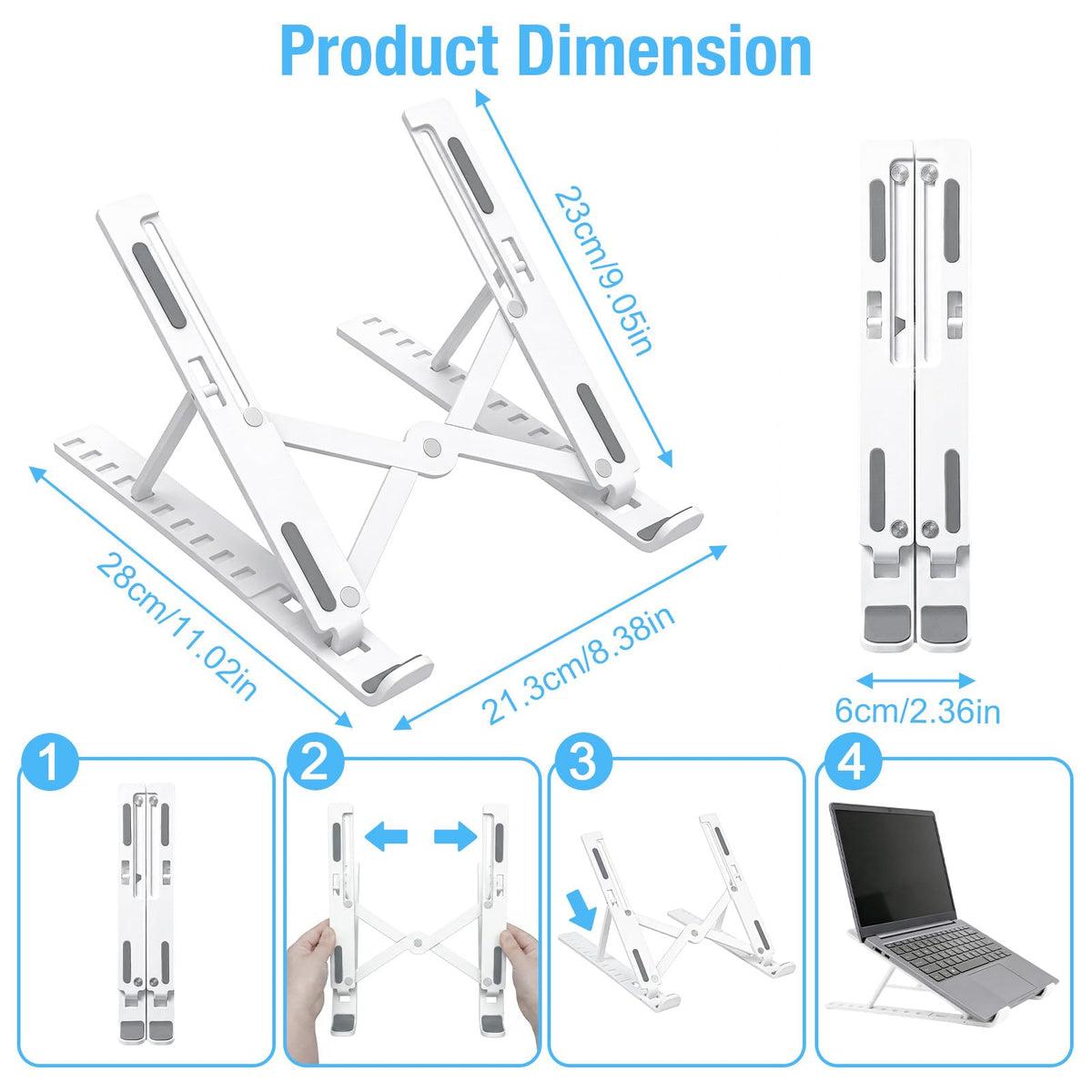 Marte Vanci Laptop Stand for Desk, Portable Computer Riser with 10 Adjustable Levels