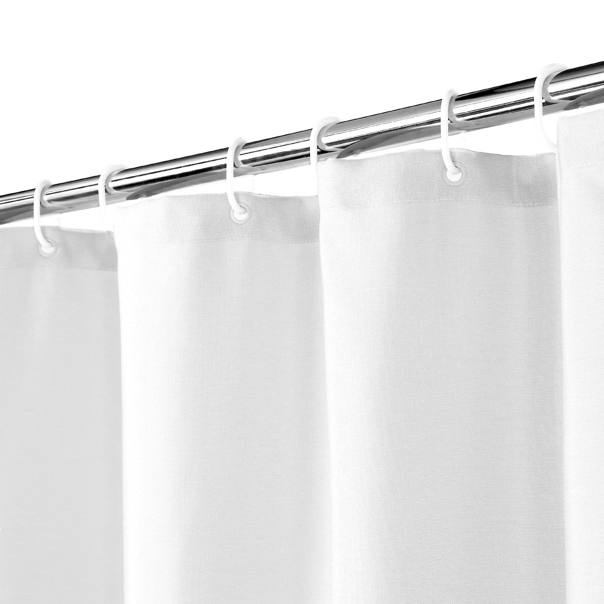 LinTimes Flax Linen Like 240GSM Heavy Weight Fabric Shower Curtain for Bathroom with Hooks Hotel Luxury Washable, Dark Grey, 152x200 cm