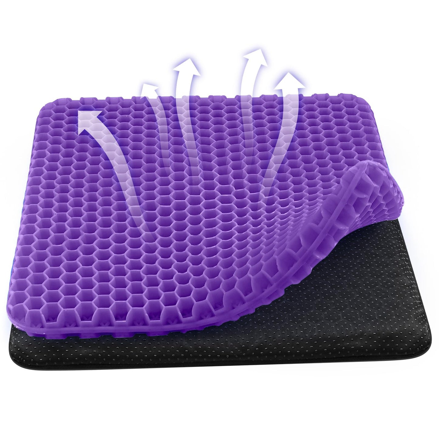 wiksite Gel Seat Cushion, Honeycomb Design Double Thick Gel Cushion with Cloth Cover Ergonomic & Cool Seat Cushion for Home Office Chair Car