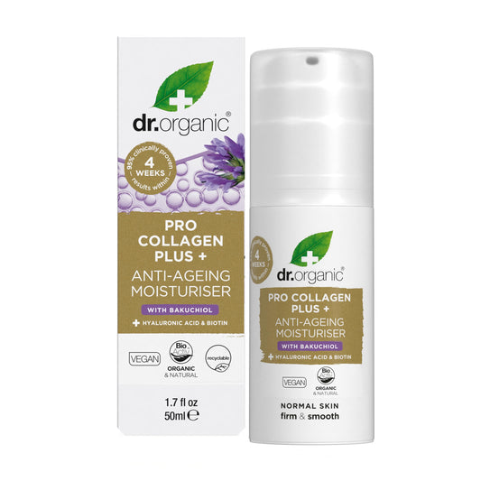 Dr Organic Pro Collagen Plus Bakuchiol, Hyaluronic Acid, Biotin, Healthy-Aging, Wrinkles, Dry & Sensitive Skin , Natural, Vegan, Cruelty-Free, Paraben