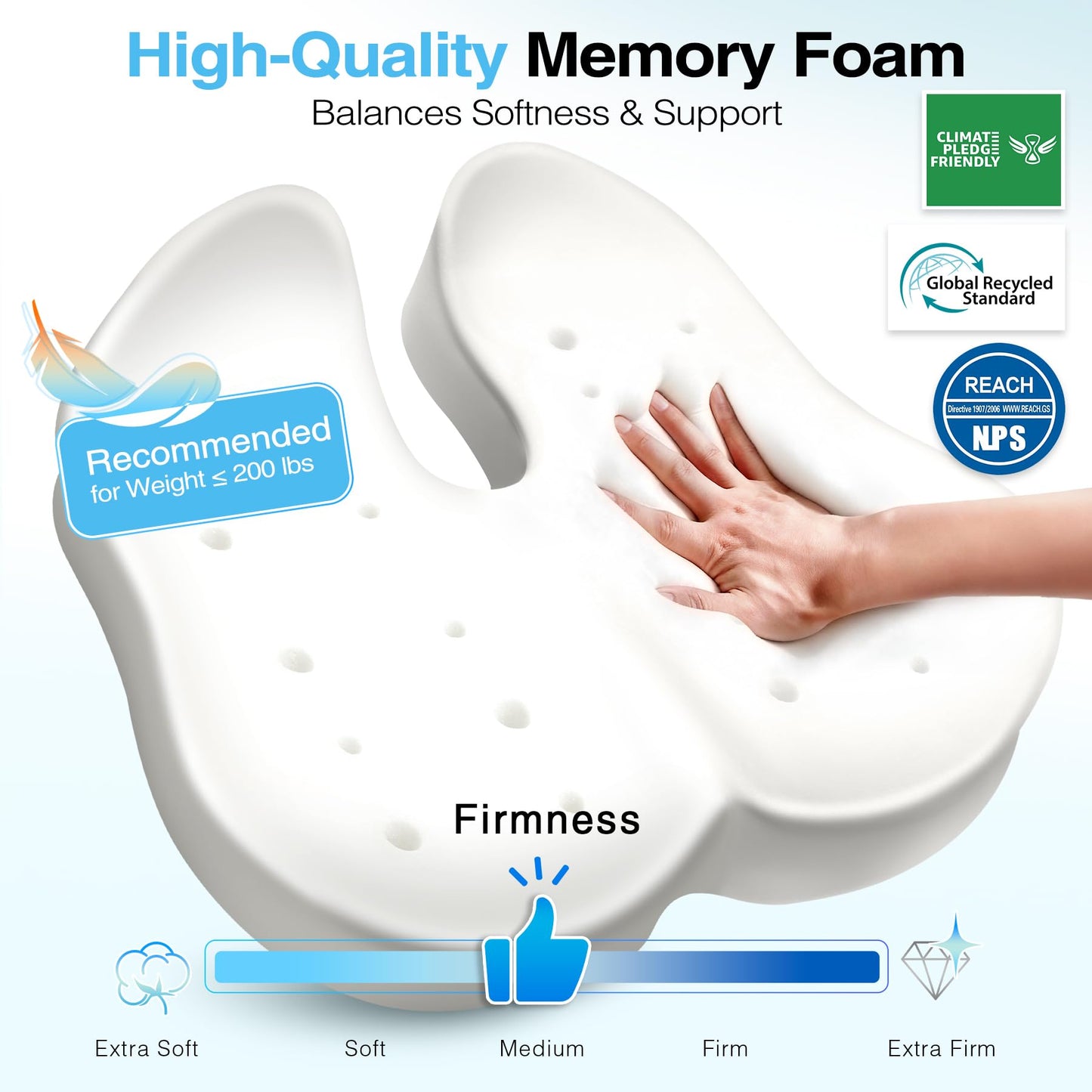 POOTACK Seat Cushions, Comfort Memory Foam Office Chair Cushion, Supportive Desk Chair Cushions Seat Pad for Office Chair/Car Seat/Gaming