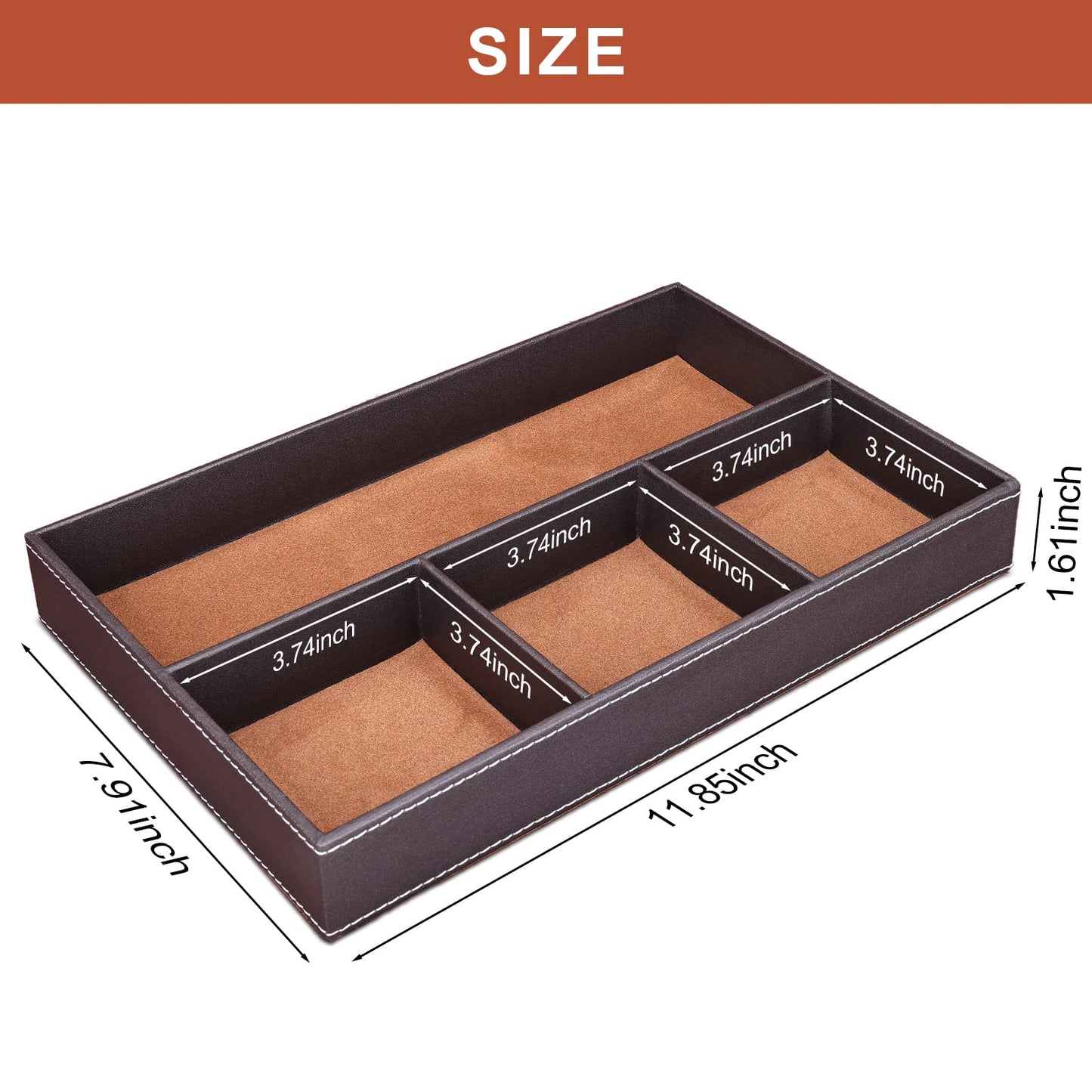 GORESE Valet Tray, Leather Office Drawer Desk Storage Box, Bedside Storage Tray, Pocket Empty Organiser, Pen Trays for Keys, Stationery, Coins