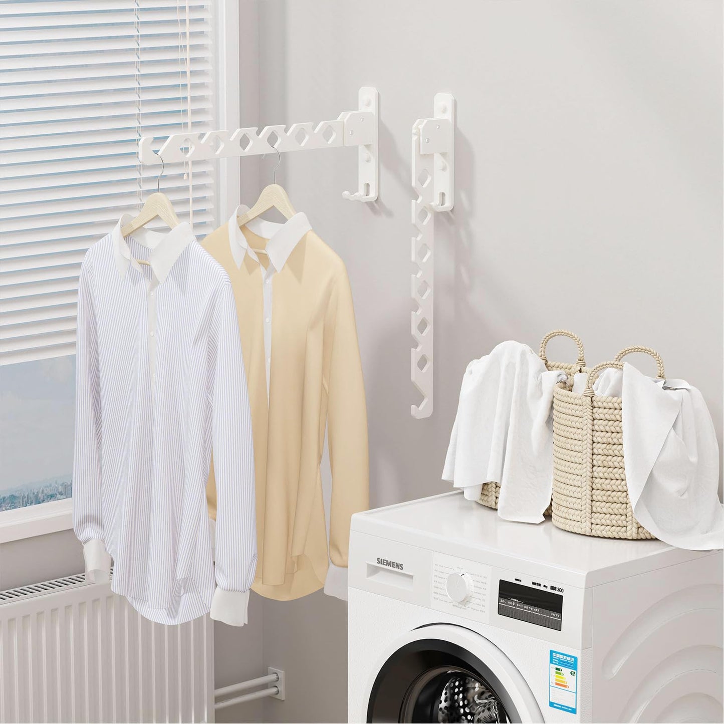 dancrul Wall Mounted Clothes Drying Rack,Wall Clothes Hanger Hook for Laundry Room,Over The Door Clothes Hanger Foldable,Wall Clothes Rack