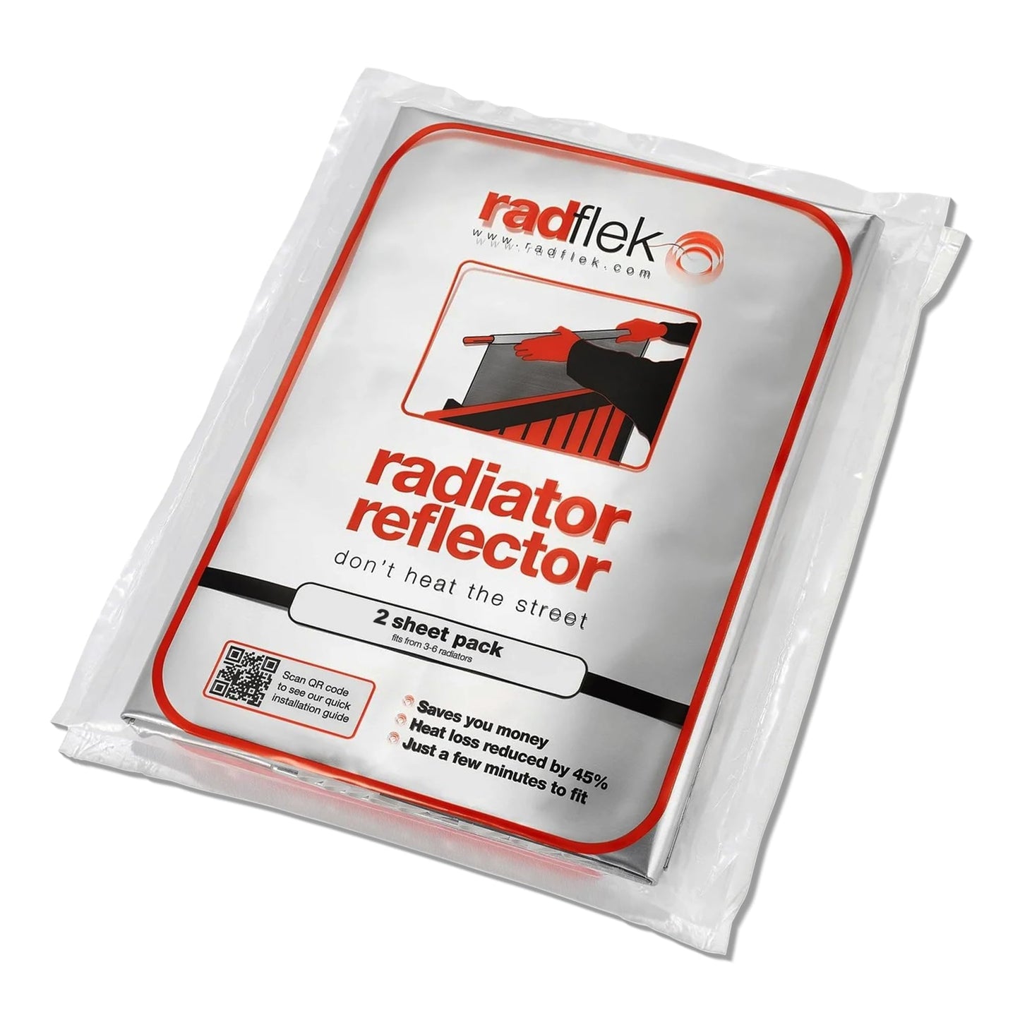 Radflek Radiator Reflector Panels - Heat Reflective Radiator Foil Sheet - Contains 2 Energy Saving Radflek Radiator Reflectors - Easy Install with
