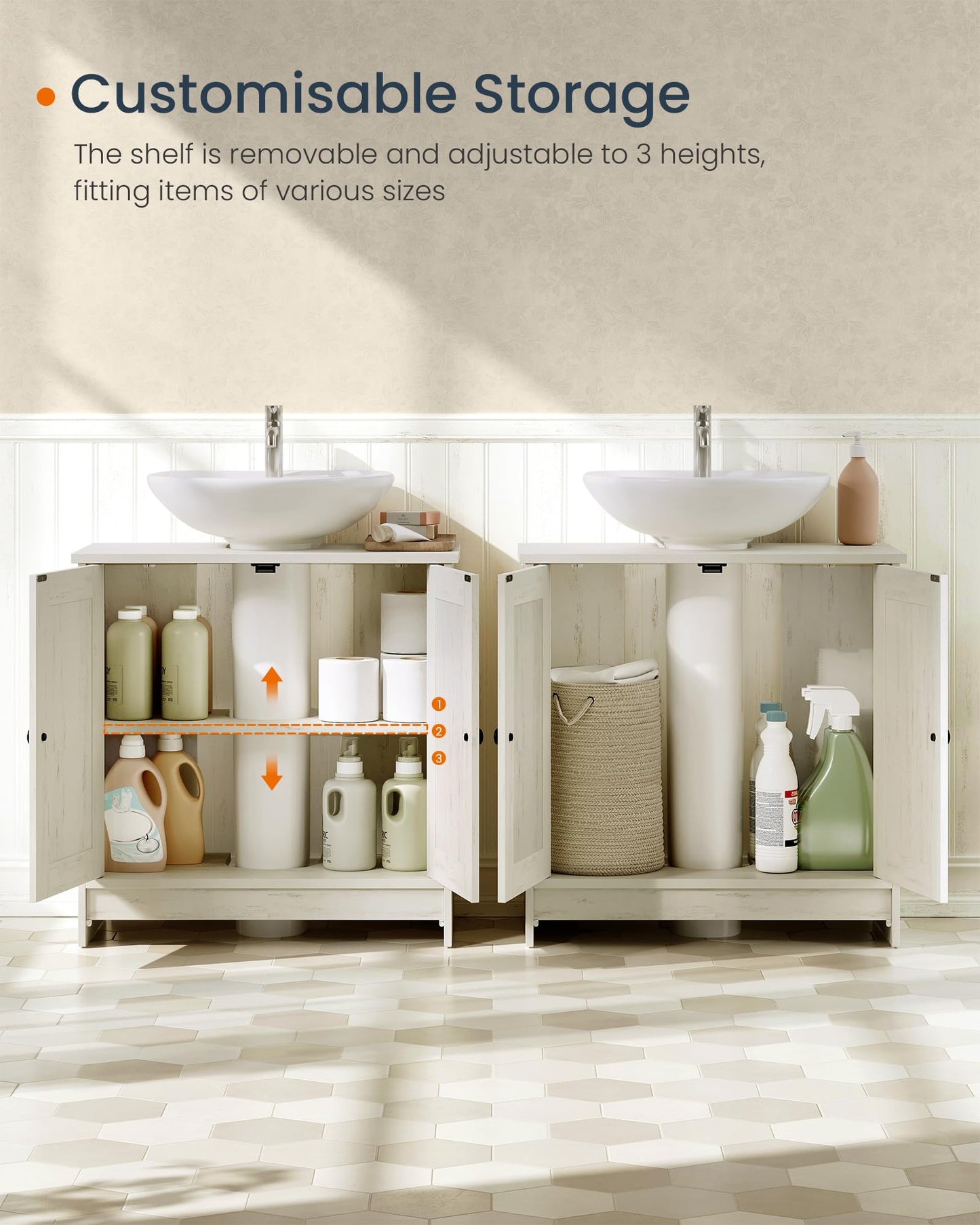 SONGMICS HOME Bathroom Under Sink Cabinet, Snapsemble Superfast Assembly