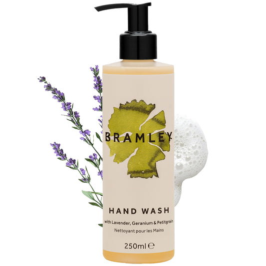 Bramley Hand Wash 250ml - Antibacterial Natural Liquid Hand Soap with Lavender, Geranium & Petitgrain Essential Oils - Vegan & Cruelty Free, Spa-Fresh
