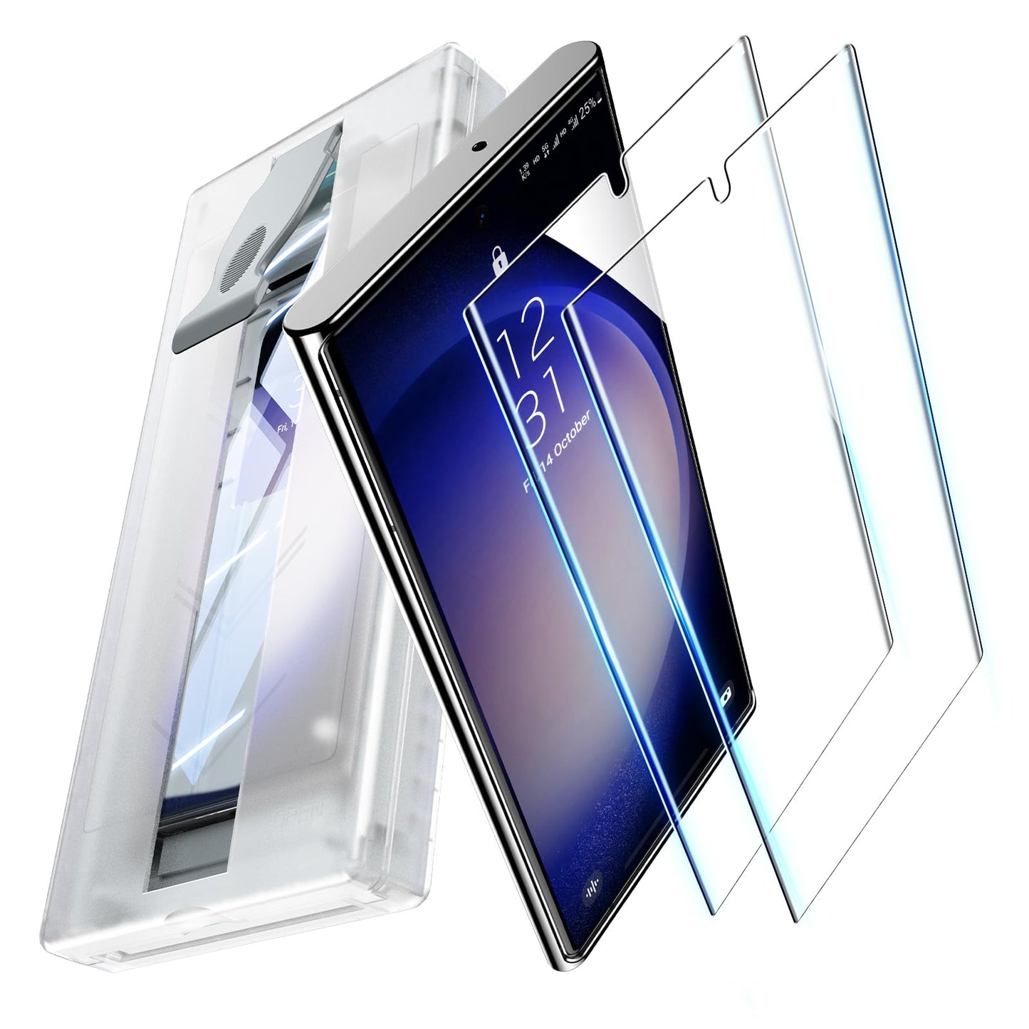 UniqueMe 2 Pack for Samsung Galaxy S23 Ultra/S22 Ultra Screen Protector, HD Clear PET 3D Curved Full Coverage Screen Protectors, [3-Second