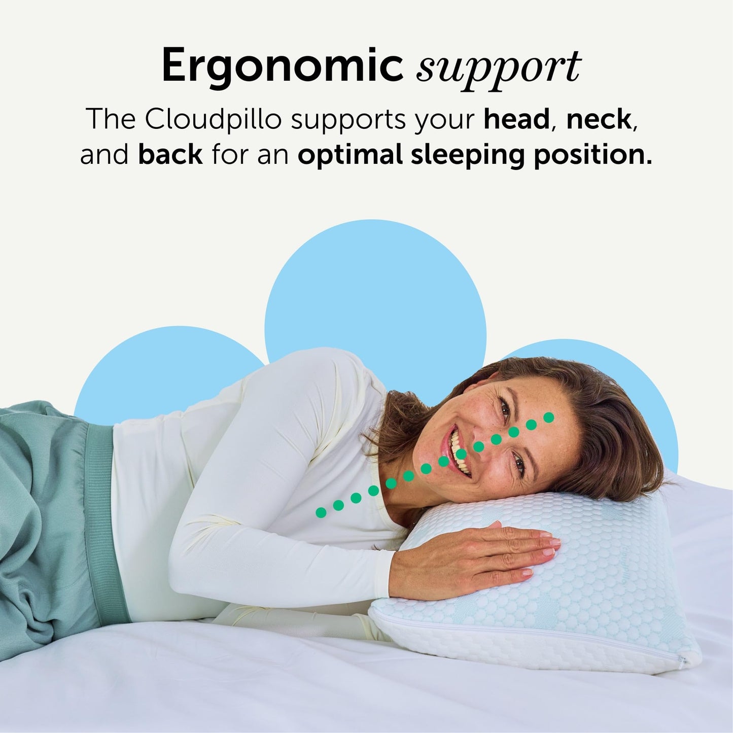 Cloudpillo Memory Foam Pillow - Luxury Ergonomic Headrest for Neck and Shoulder Pain Relief, Cooling & Warming Technology, Hypoallergenic Design,