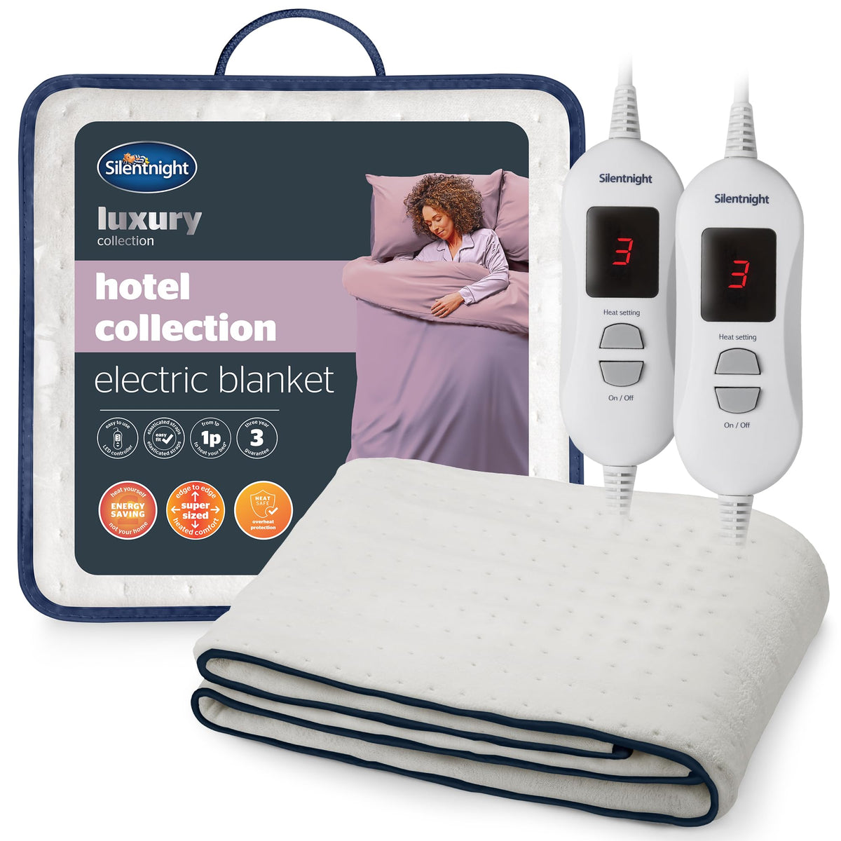 Silentnight Hotel Collection Double Electric Blanket - Luxury Cosy Comfort Covered in a Super Soft Fleece Fabric - Full Mattress Coverage with Easy