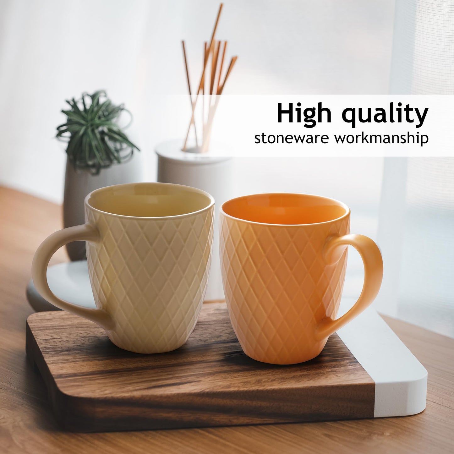 MIAMIO  6 x 400 ml  Coffee Mug Set/Mug - Modern Ceramic Mug Matt - Coffee Mug Large - Palmanova Collection (Red)