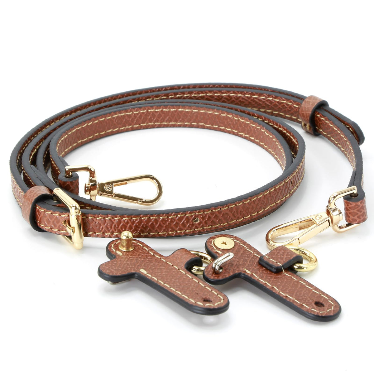 banbeln Mini Bags Leather Shoulder Strap Kit Fit For Adjustable Crossbody Small Bag (brown&gold,SET)