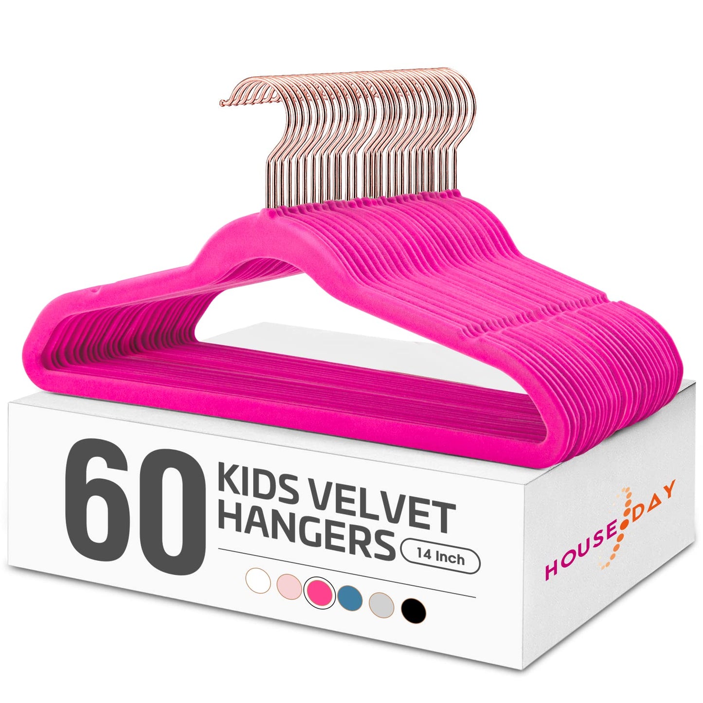 HOUSE DAY Velvet Kids Hangers 60 Pack, Premium Childrens Hangers for Closet, Ultra Thin Cute Clothes Hanger