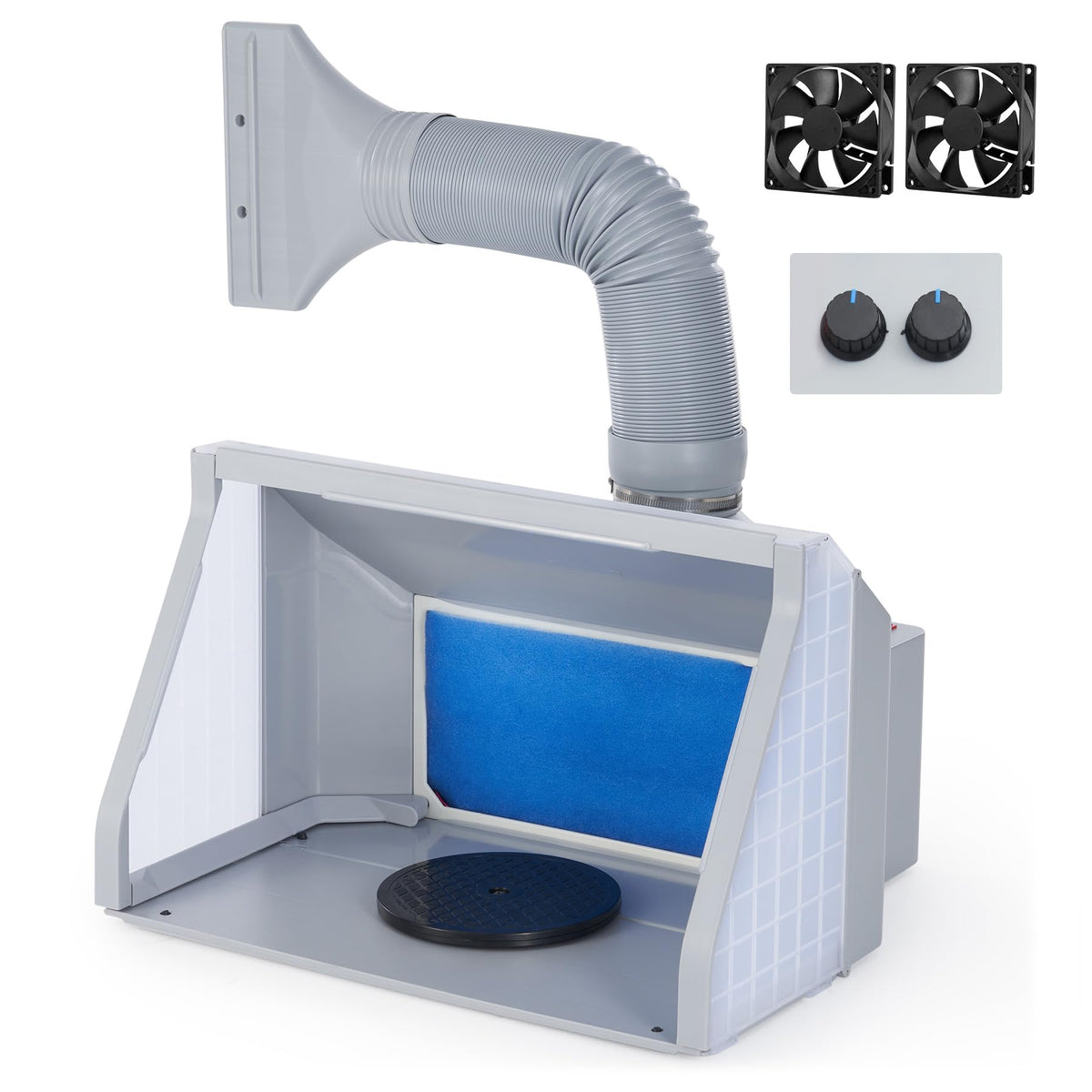 CO-Z Airbrush Spray Booth with Dual Fans and LED Lights, Portable Painting Booth with 19cm Turntable, Air Brush Booth with 9m?/min Fans 1.7m Vent for