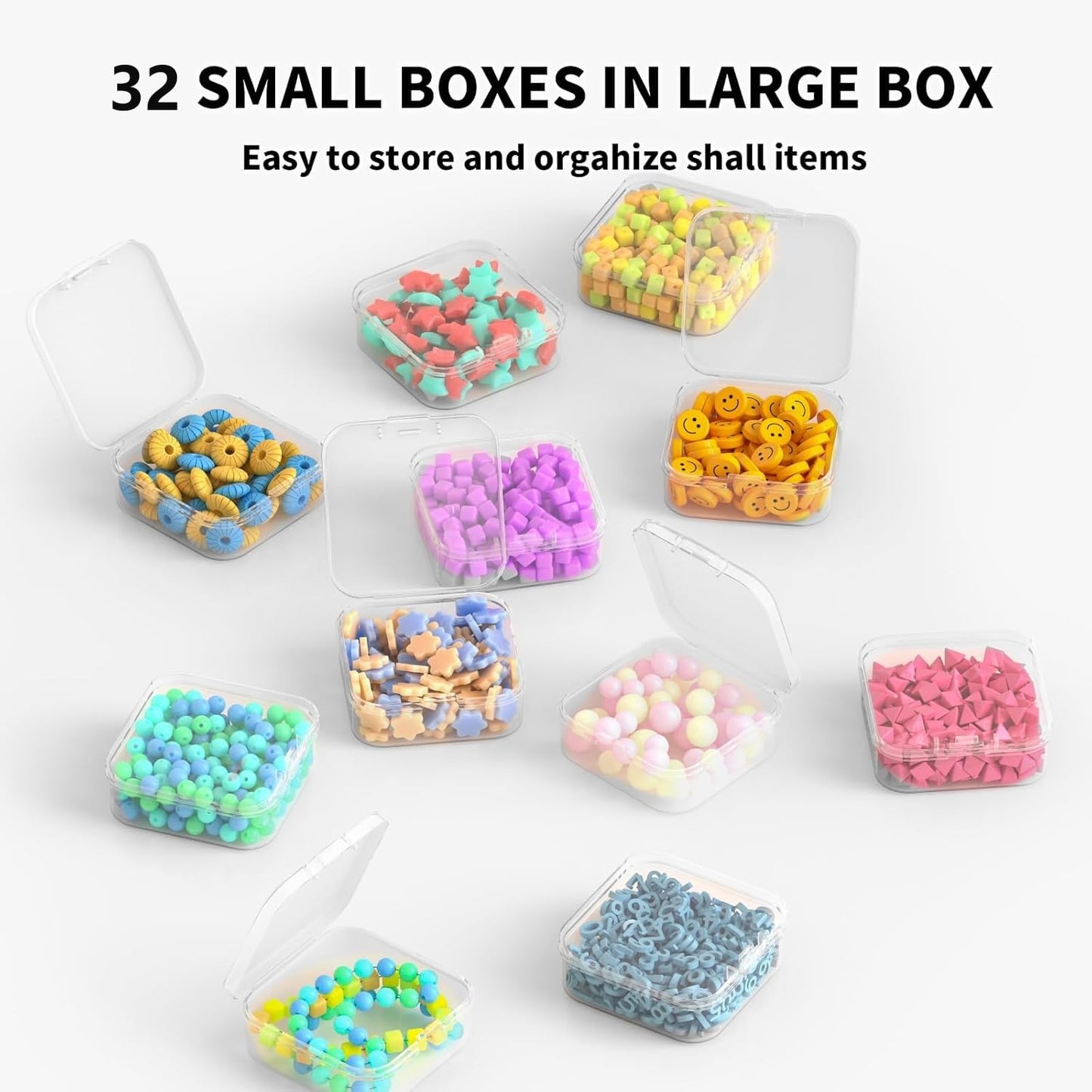 Xygobla 33Pcs Clear Plastic Bead Organiser Set