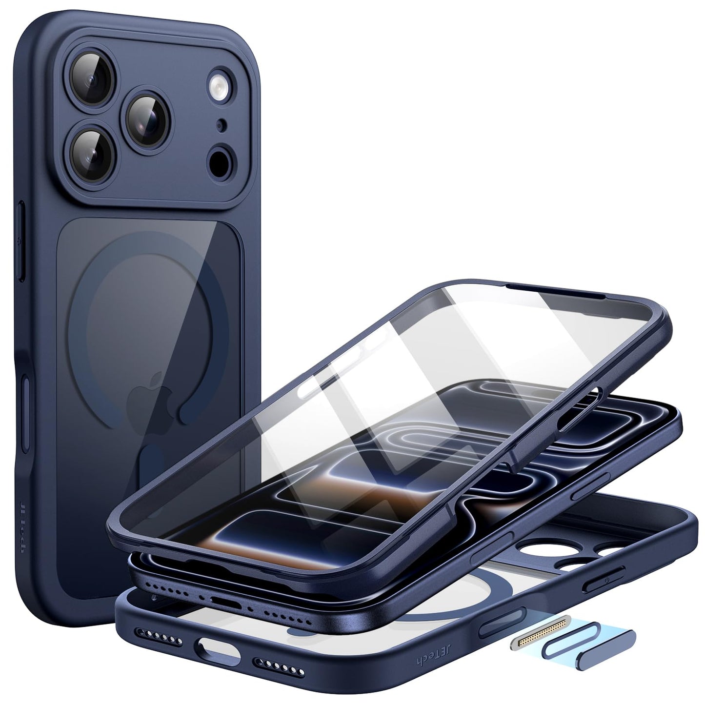 JETech Case for iPhone 17 Pro Max 6.9-Inch with Built-in Tempered Glass Screen Protector and Camera Control Button, Compatible with MagSafe, 360