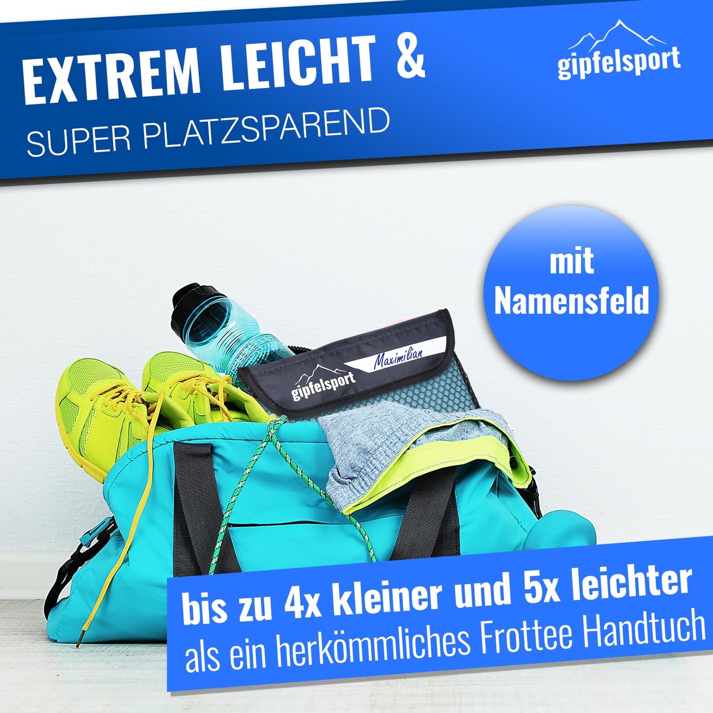 gipfelsport Microfibre Towel 1x M(110x50cm) Light blue
