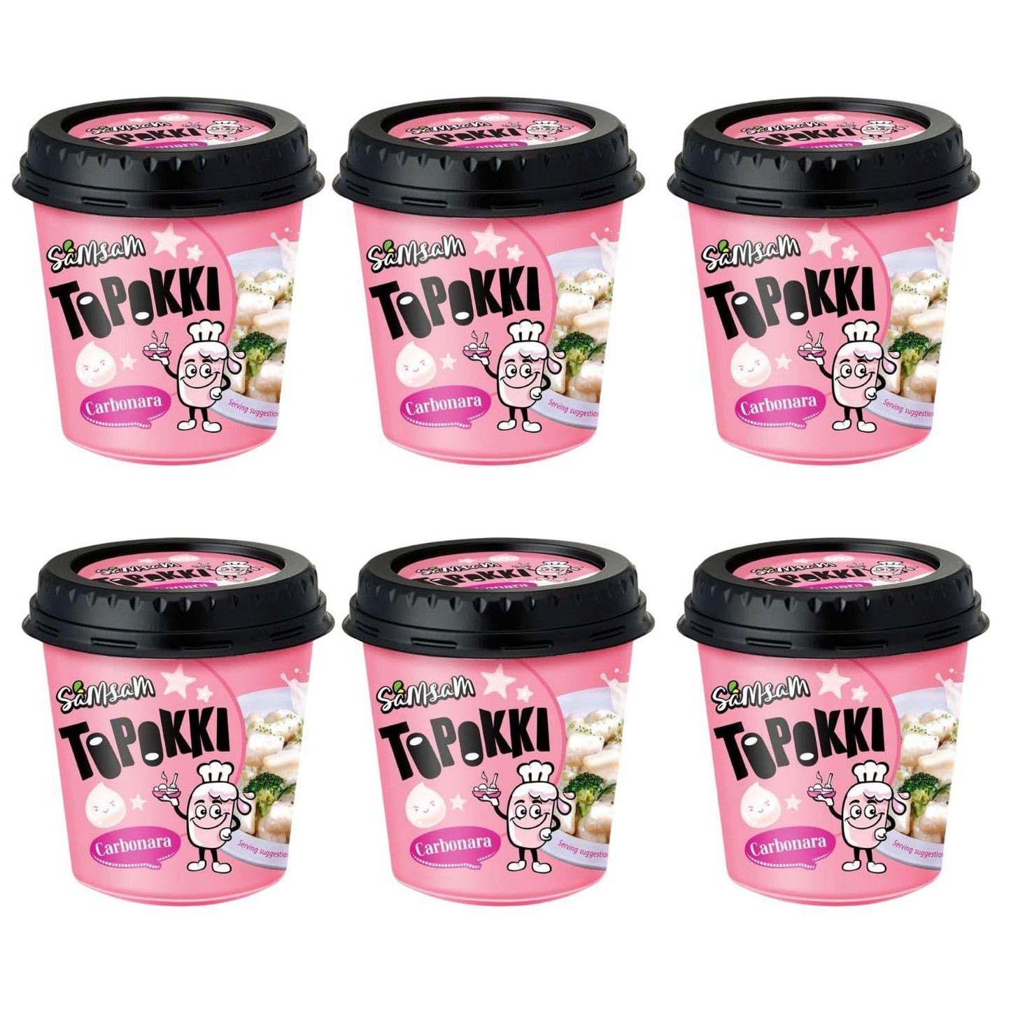 SamSam Instant Tteokbokki Topokki Korean Rice Cakes Chewy Street Snack, Multi Flavours, Carbonara, Cheese, Curry, Garlic Teriyaki, Jjajang, Rose,