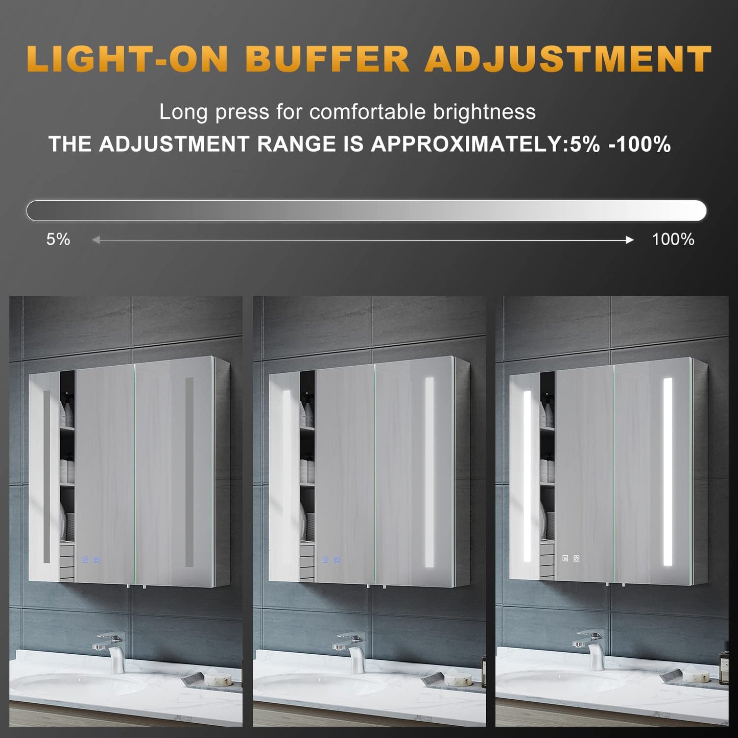 ELEGANT Bathroom Mirror Cabinet with LED Lights & Shaver Socket, 630x650mm