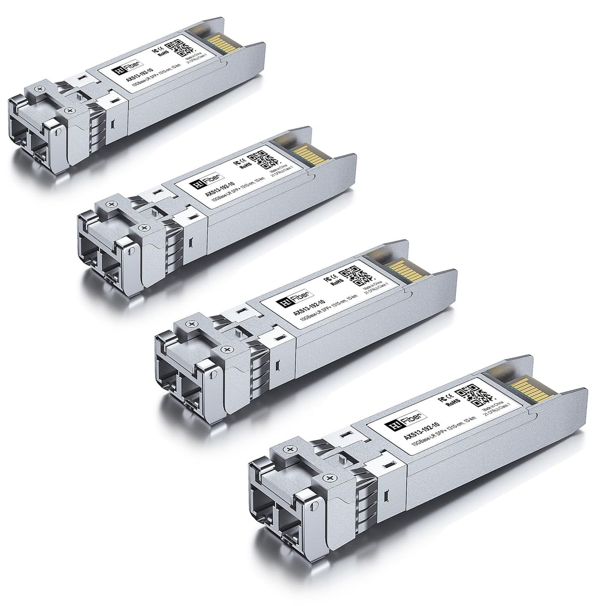 4 pack,10G Single Mode SFP+ LC Module, 10GBase-LR Fiber Transceiver for Cisco SFP-10G-LR, Meraki MA-SFP-10GB-LR, Ubiquiti UniFi UF-SM-10G, Mikrotik,